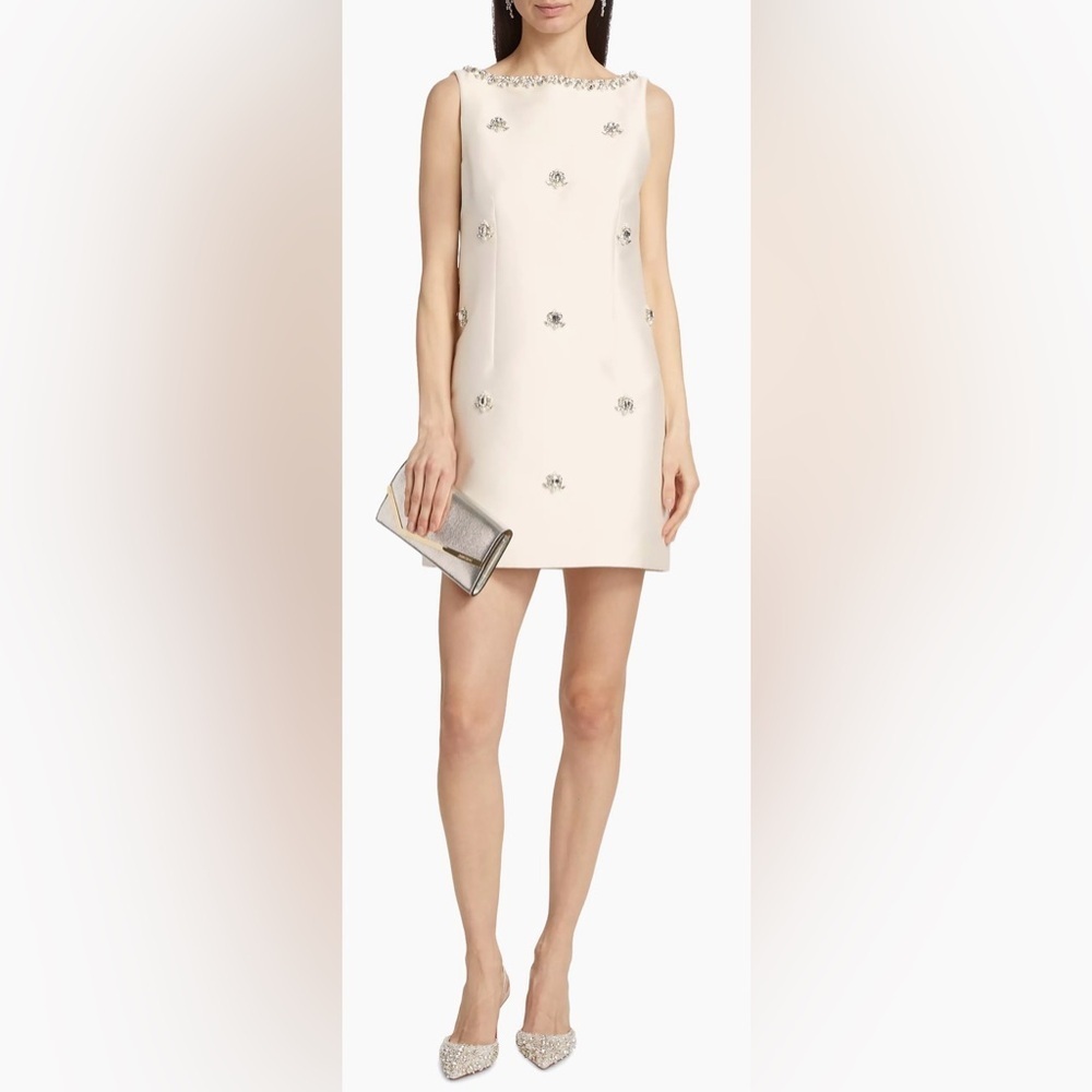 NEW Sachin & Babi Marcella Beaded Mikado Sleeveless off white Sheath Dress sz 12